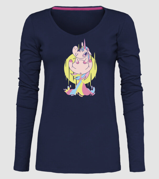Bășină Unicorn model albastru închis pe tricou