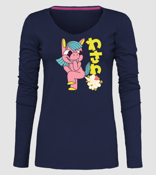 Bășică Unicorn model albastru închis pe tricou