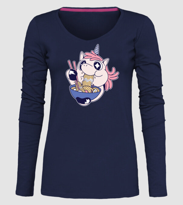 Unicorn Ramen model albastru închis pe tricou