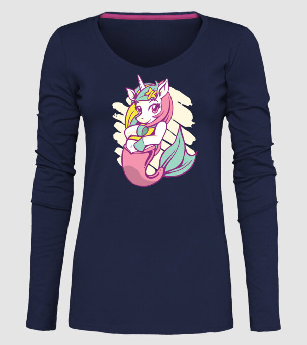 Unicorn Sirenă model albastru închis pe tricou