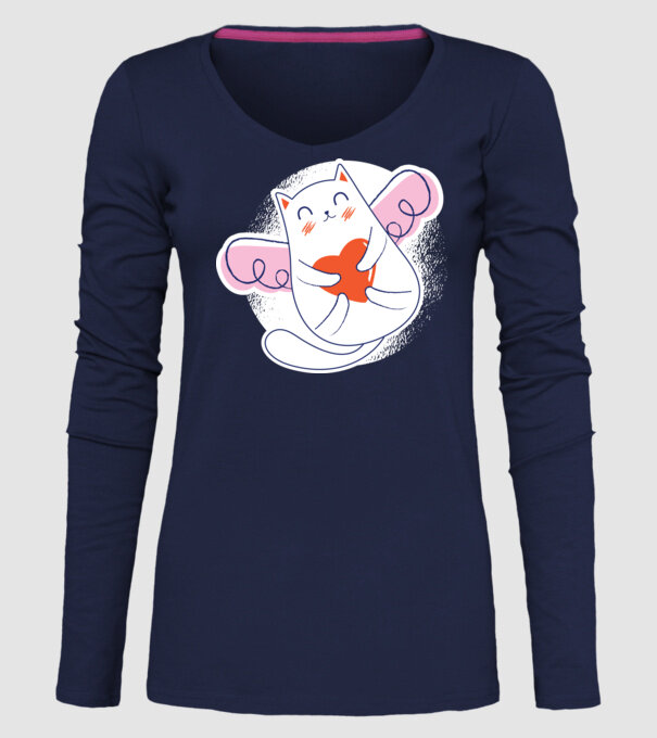 Pisică Valentin model albastru închis pe tricou