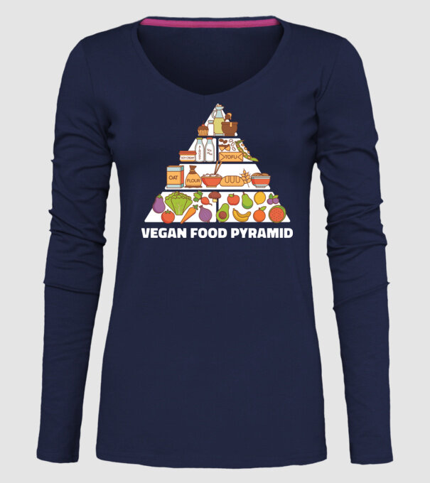 Piramidă vegan model albastru închis pe tricou