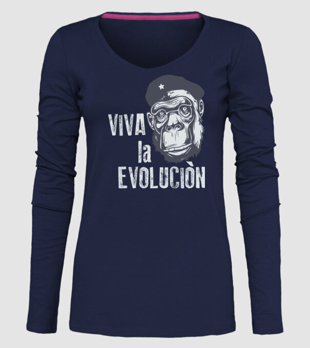 Viva La Evolucion model albastru închis pe tricou