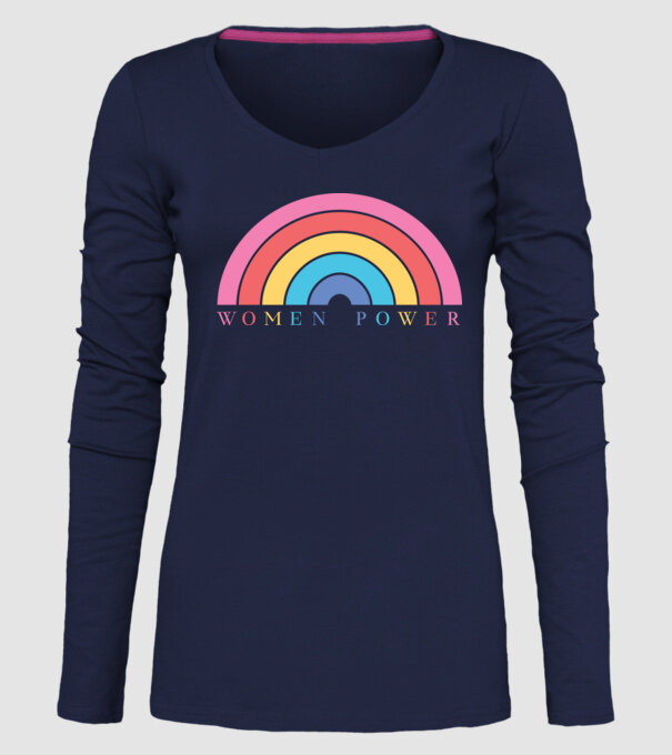 Women Power Curcubeu Ziua Femeii model albastru închis pe tricou