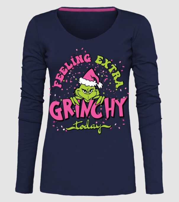 Feeling extra Grinchy today model albastru închis pe tricou