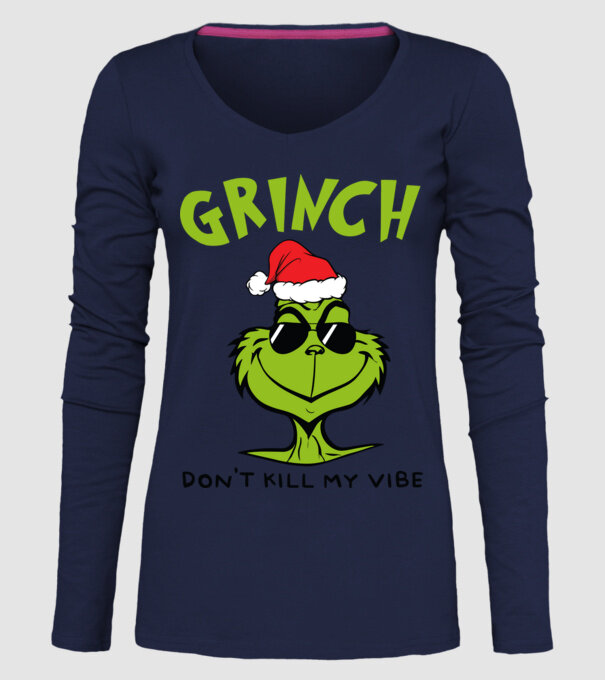 Grinch - Don't kill my vibe model albastru închis pe tricou