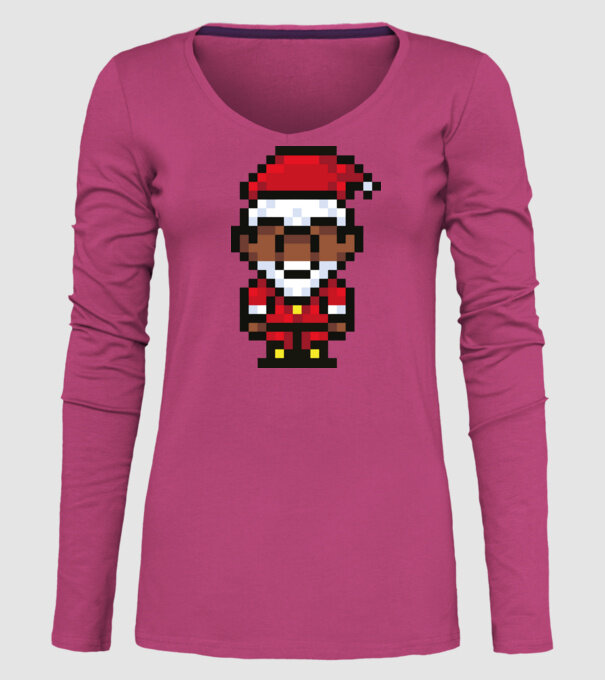 8bit pixel Moș Crăciun model roz pe tricou