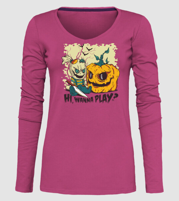 Vrei să te joci? Halloween model roz pe tricou