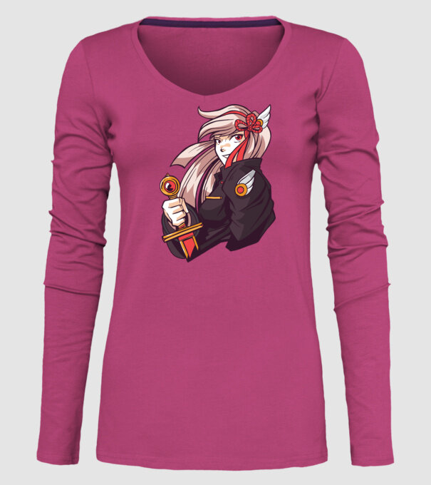 fată Anime cu sabie model roz pe tricou