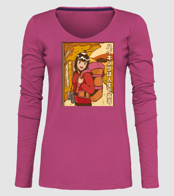 Anime fată Excursionistă model roz pe tricou