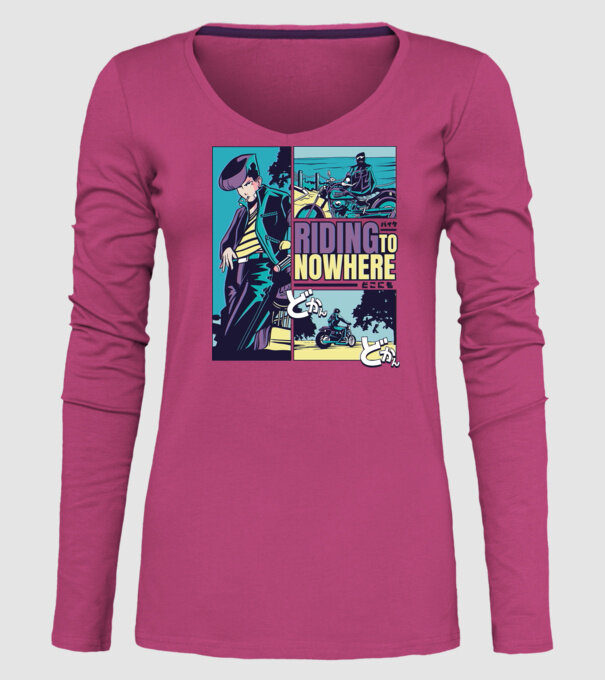Anime Vaporwave Riding Nowhere model roz pe tricou