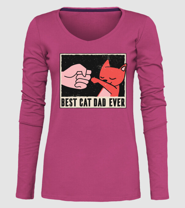 Best Cat Dad Ever - Cel mai bun stăpân de pisică model roz pe tricou