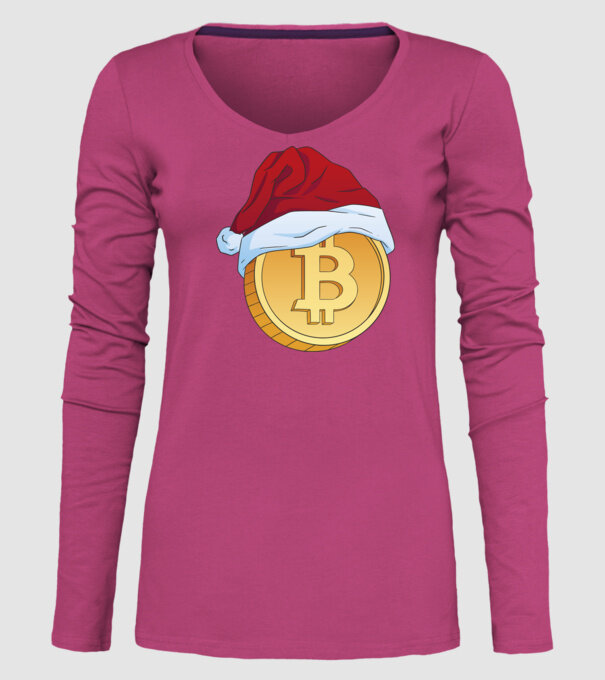 Crăciun Bitcoin model roz pe tricou