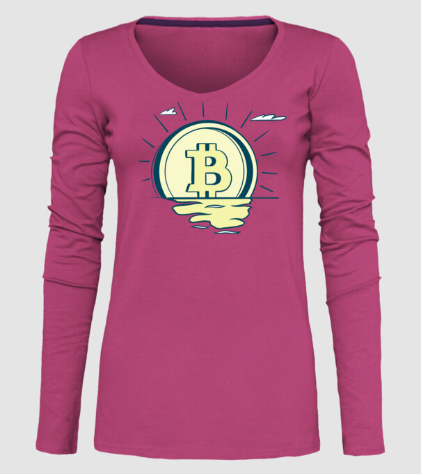 Bitcoin sunrise model roz pe tricou