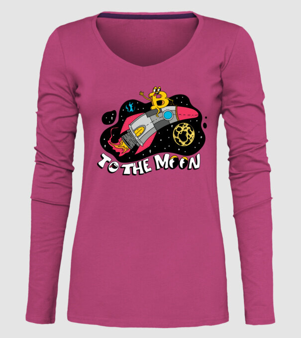 Bitcoin to the moon model roz pe tricou