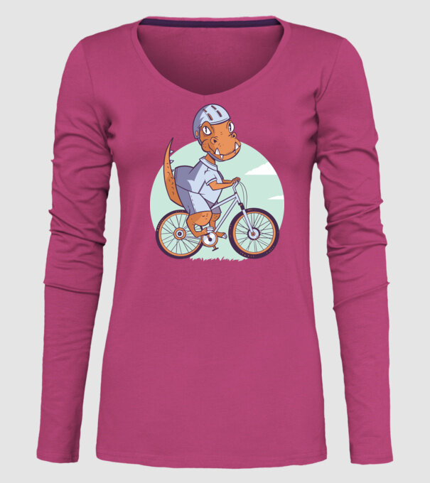 Dinozaur de T-Rex cu bicicletă model roz pe tricou