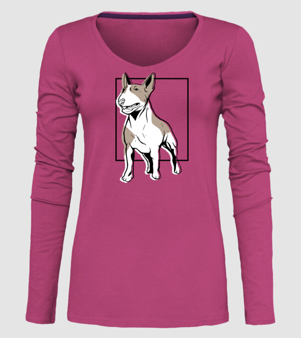Tricou cu Câine Bull Terrier model roz pe tricou
