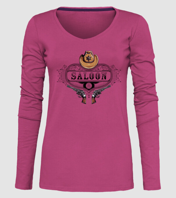 Cowboy saloon western model roz pe tricou