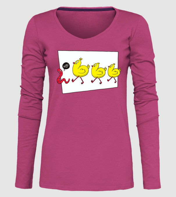 Pui cu vierme model roz pe tricou