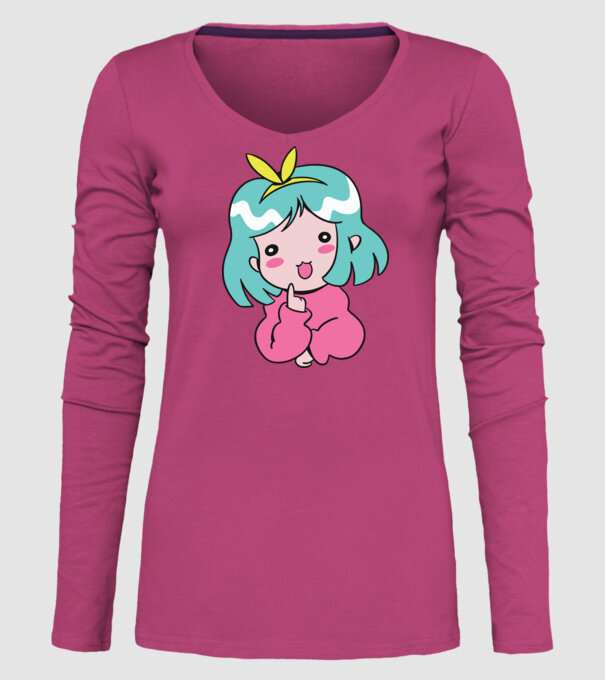 Fetiță drăguță Anime model roz pe tricou
