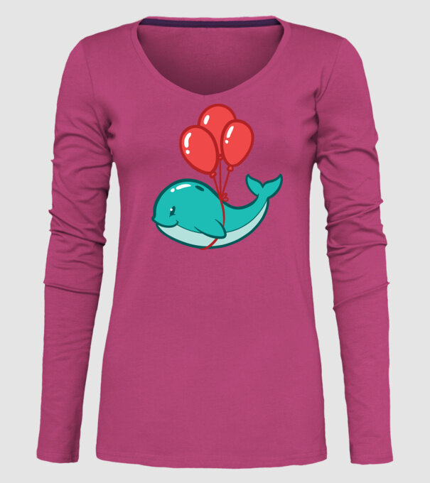Balenă Drăguță cu Balon model roz pe tricou