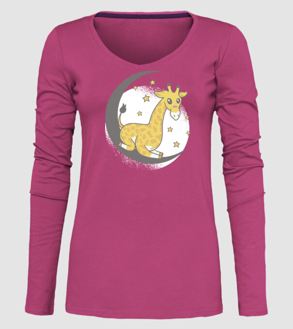 Girafă drăguță model roz pe tricou