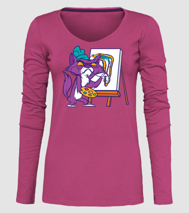 Pisică Dali model roz pe tricou