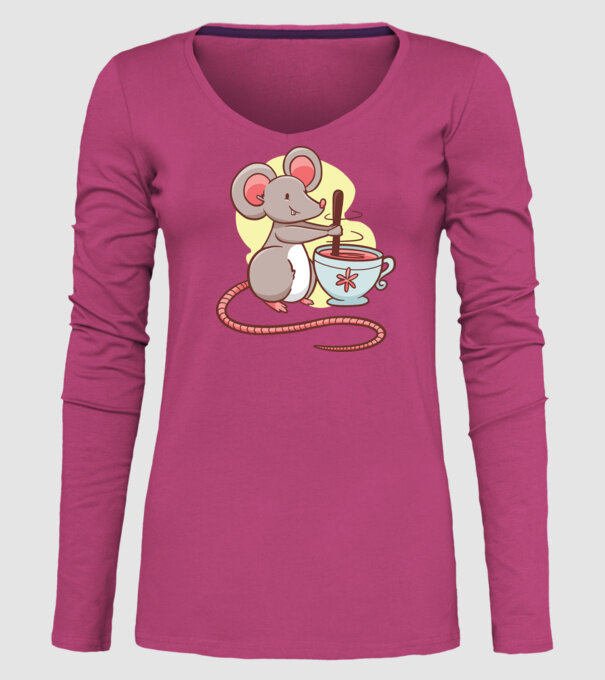 Șoarece cu ceai model roz pe tricou