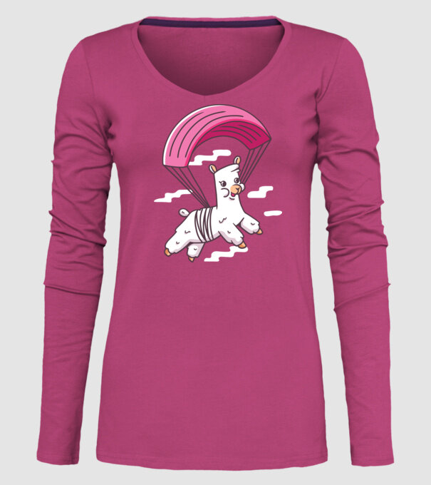 Alpaca parașutist model roz pe tricou