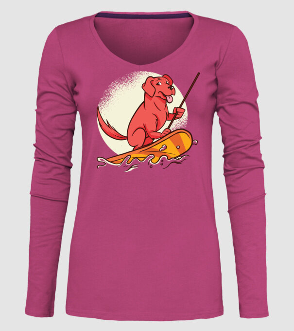 Câine vâslind model roz pe tricou