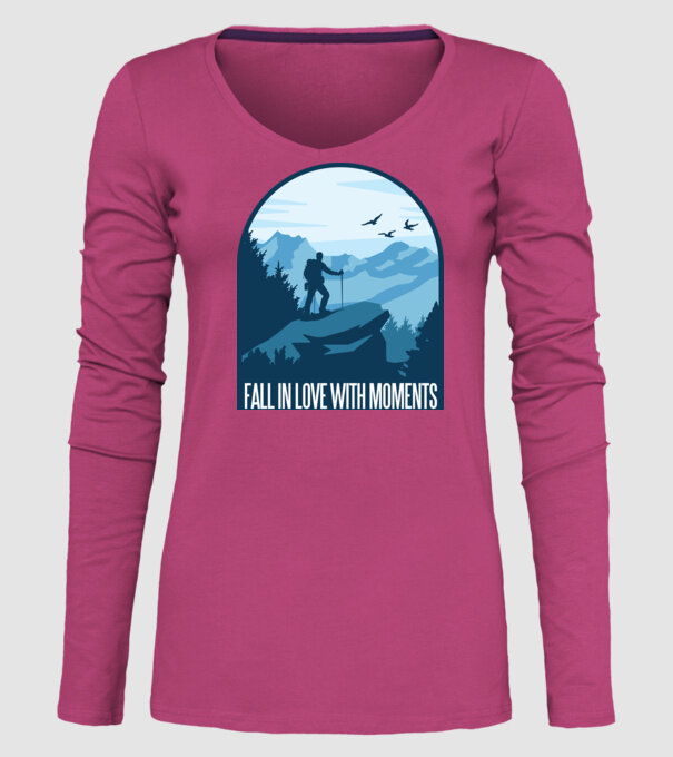 Fall in love with moments model roz pe tricou