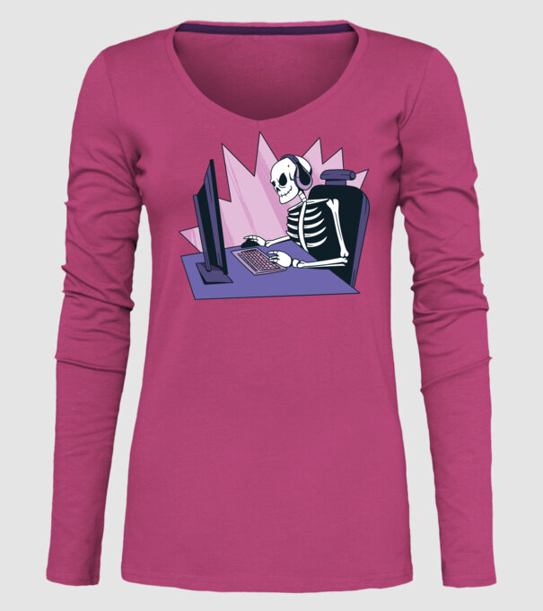Schelet Gamer model roz pe tricou