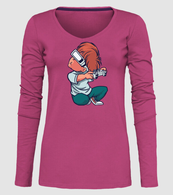Băiat Gamer cu ochelari VR model roz pe tricou
