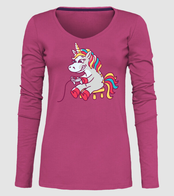Gamer Unicorn model roz pe tricou