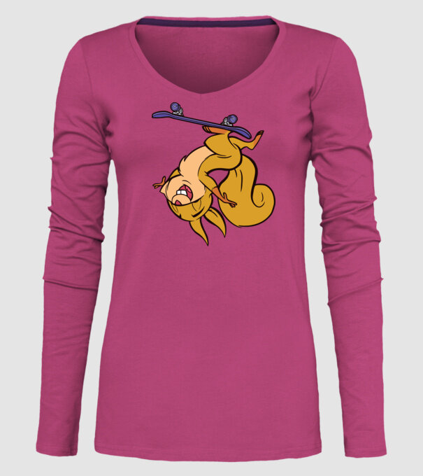 Veveriță Skateboarder model roz pe tricou