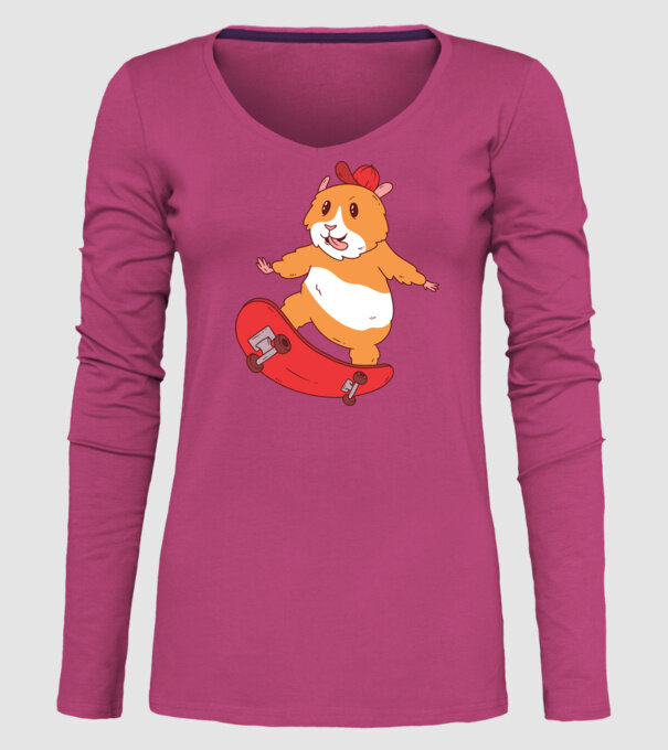 Hamster Skateboarder model roz pe tricou