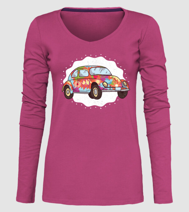 Hippy Beetle Volkswagen model roz pe tricou