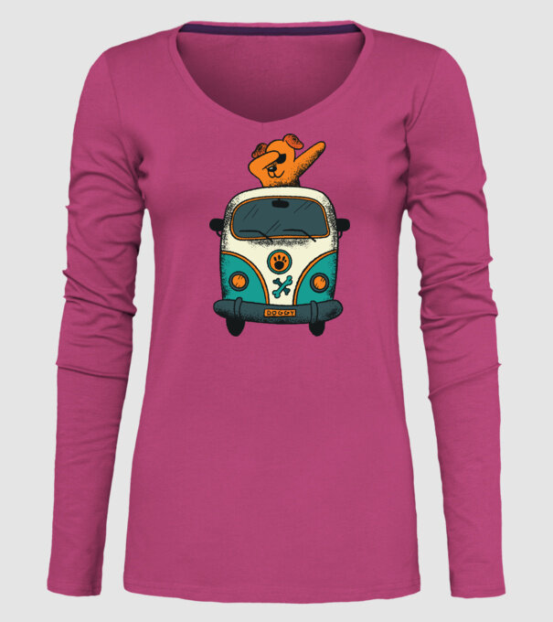 Microbuz Hippi Câine DAB model roz pe tricou