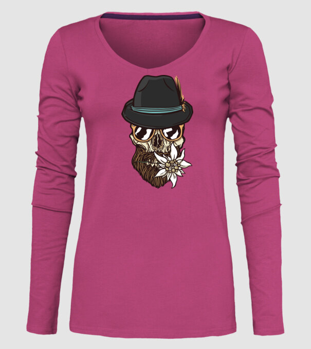 Craniu Hipster model roz pe tricou
