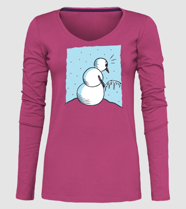 Om de zăpadă face pipi tricou amuzant model roz pe tricou
