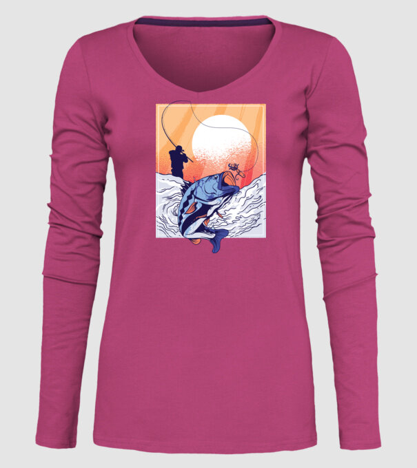 Tricou Pescar Retro model roz pe tricou