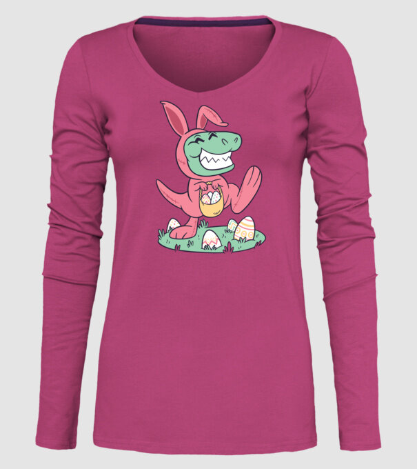 T-rex de Paște model roz pe tricou