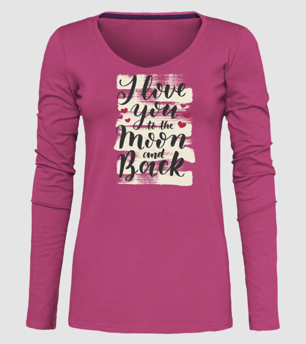 'I love you to the moon and back tricou drăguț Valentine''s Day' model roz pe tricou