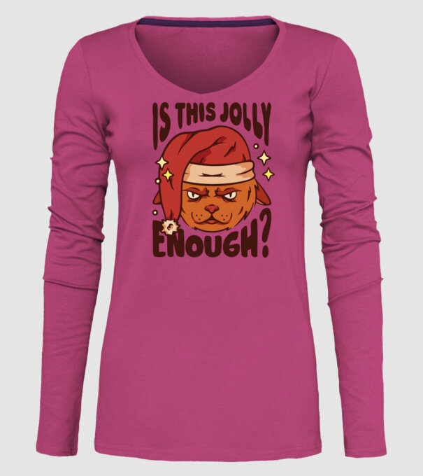 Is this Jolly enough tricou de Crăciun model roz pe tricou