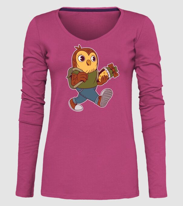 Bufniță școlar model roz pe tricou