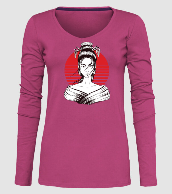 Geisha japoneză model roz pe tricou