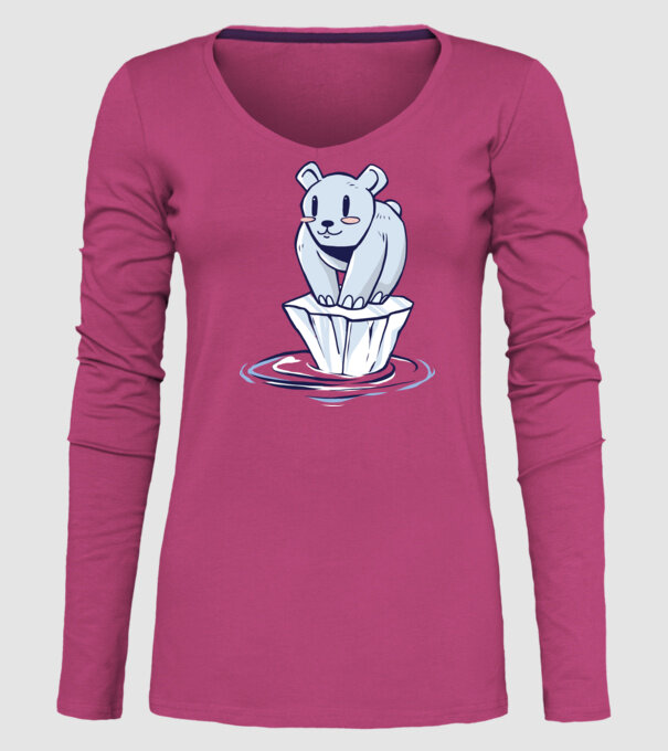 Urs polar pe gheața care se topește model roz pe tricou