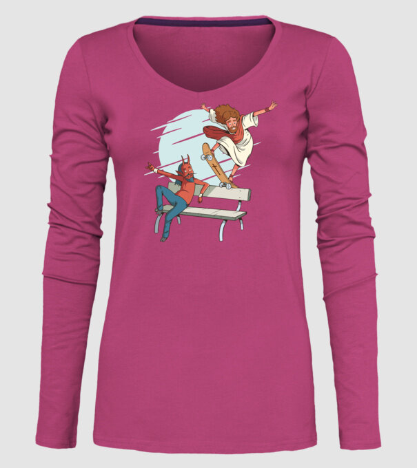 Isus Skateboarding model roz pe tricou