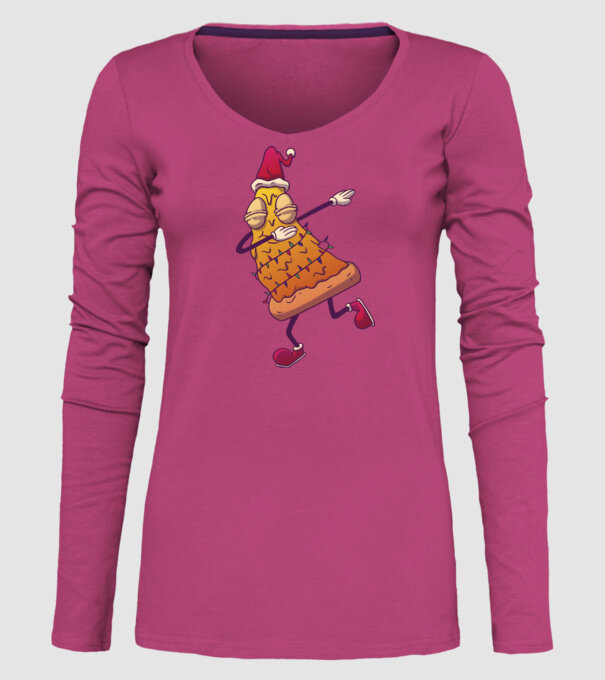 Pizza de Crăciun DAB model roz pe tricou