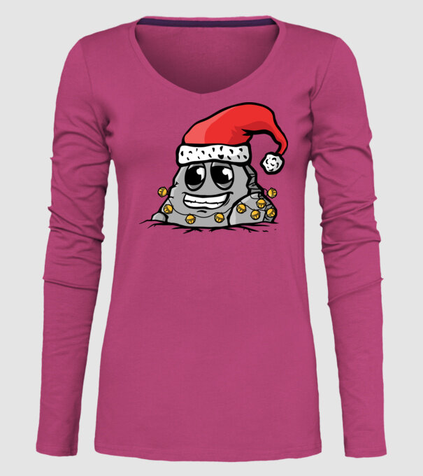 Stâncă de Crăciun model roz pe tricou